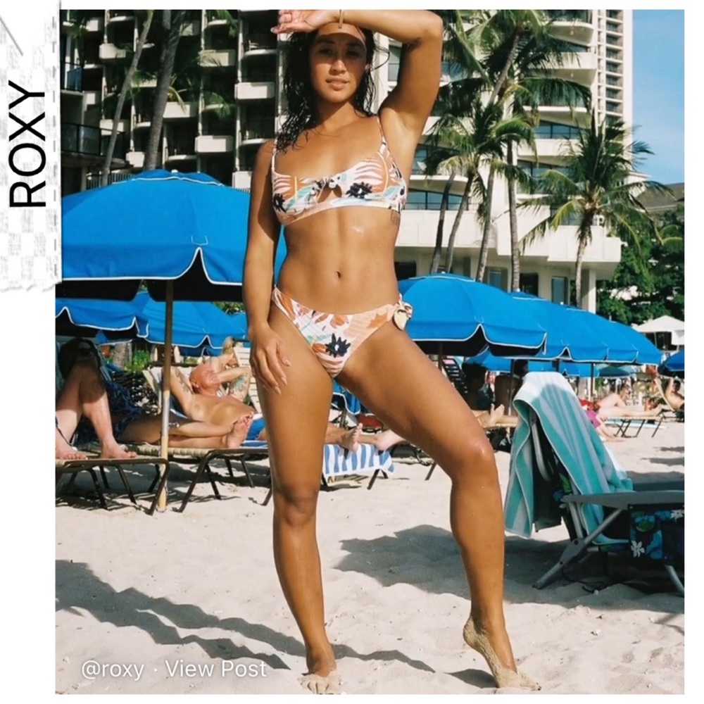 🔥⬇️ SALE NWT 2 Pc ROXY Swim The Sea Bikini Top +Bottom